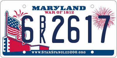 MD license plate 6BK2617