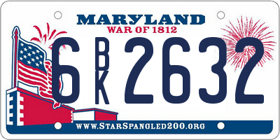 MD license plate 6BK2632