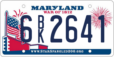 MD license plate 6BK2641