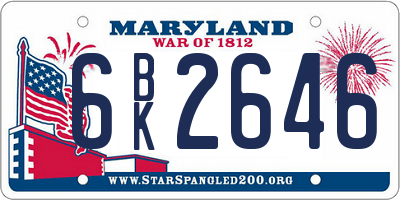 MD license plate 6BK2646