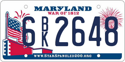 MD license plate 6BK2648