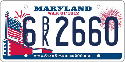 MD license plate 6BK2660