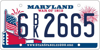 MD license plate 6BK2665