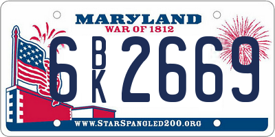 MD license plate 6BK2669
