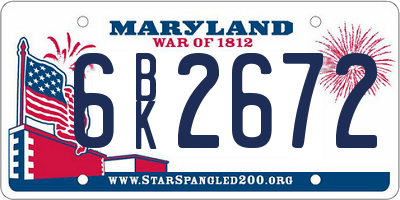 MD license plate 6BK2672