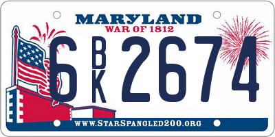 MD license plate 6BK2674