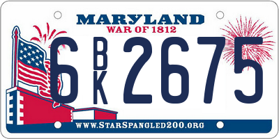 MD license plate 6BK2675