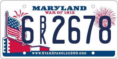 MD license plate 6BK2678