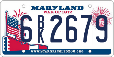 MD license plate 6BK2679