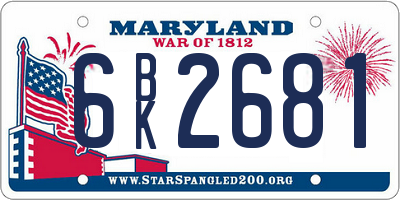 MD license plate 6BK2681