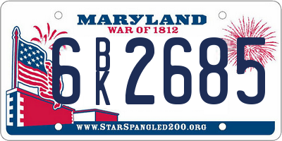 MD license plate 6BK2685