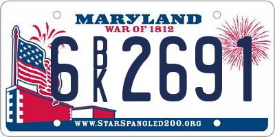 MD license plate 6BK2691