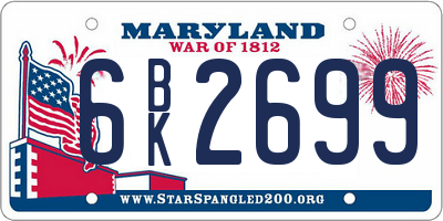 MD license plate 6BK2699