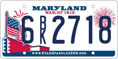 MD license plate 6BK2718