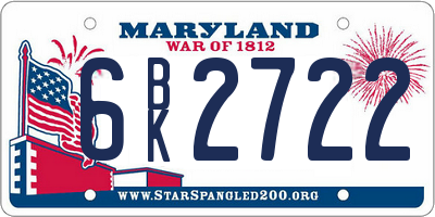 MD license plate 6BK2722