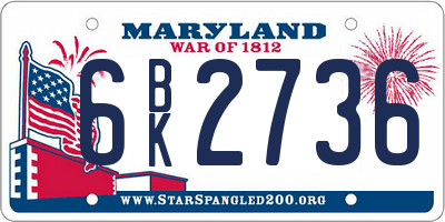 MD license plate 6BK2736