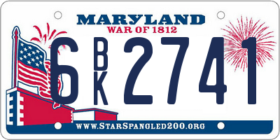MD license plate 6BK2741