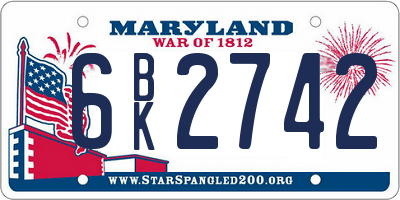 MD license plate 6BK2742