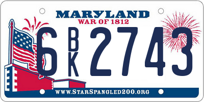 MD license plate 6BK2743