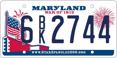 MD license plate 6BK2744
