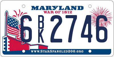 MD license plate 6BK2746