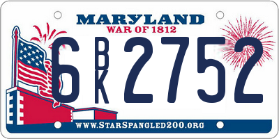 MD license plate 6BK2752