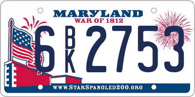 MD license plate 6BK2753
