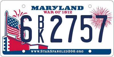 MD license plate 6BK2757
