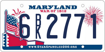 MD license plate 6BK2771