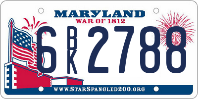 MD license plate 6BK2788