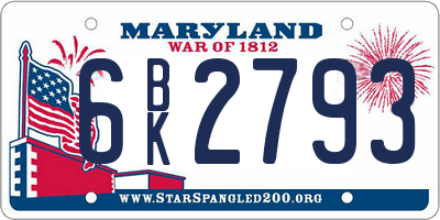 MD license plate 6BK2793