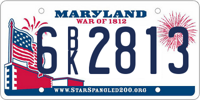MD license plate 6BK2813