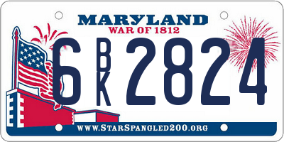 MD license plate 6BK2824