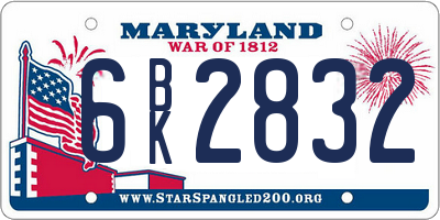 MD license plate 6BK2832