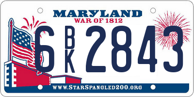 MD license plate 6BK2843