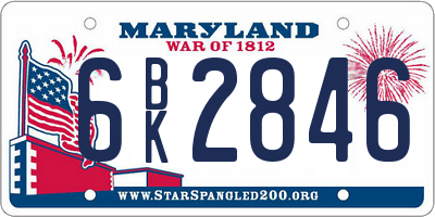 MD license plate 6BK2846