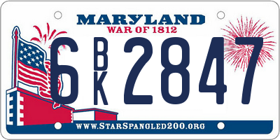 MD license plate 6BK2847