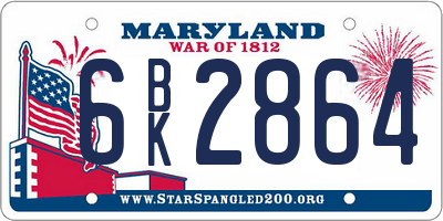 MD license plate 6BK2864