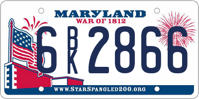 MD license plate 6BK2866