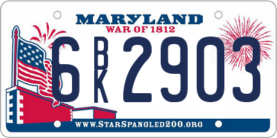 MD license plate 6BK2903