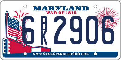 MD license plate 6BK2906