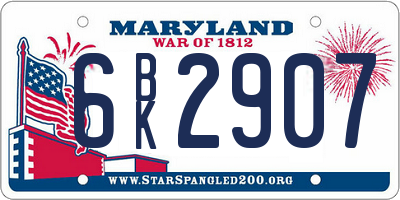 MD license plate 6BK2907
