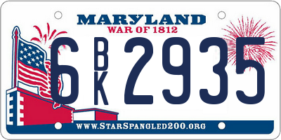 MD license plate 6BK2935