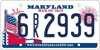 MD license plate 6BK2939