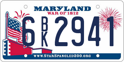 MD license plate 6BK2941