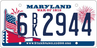 MD license plate 6BK2944