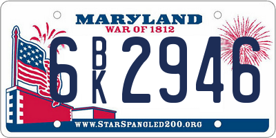 MD license plate 6BK2946