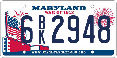 MD license plate 6BK2948