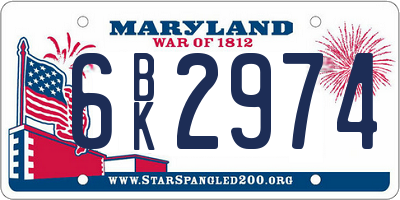 MD license plate 6BK2974