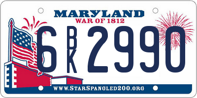 MD license plate 6BK2990